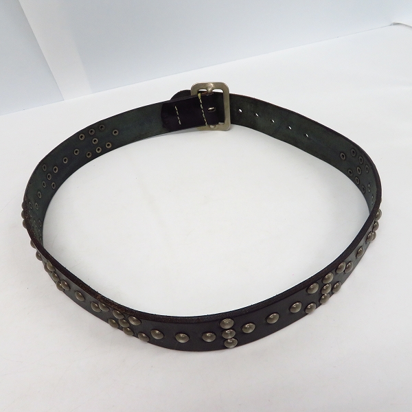 実際に弊社で買取させて頂いたSUGAR CANE/シュガーケーン レザーベルト スタッズ スクエアバックル ブラックの画像 5枚目