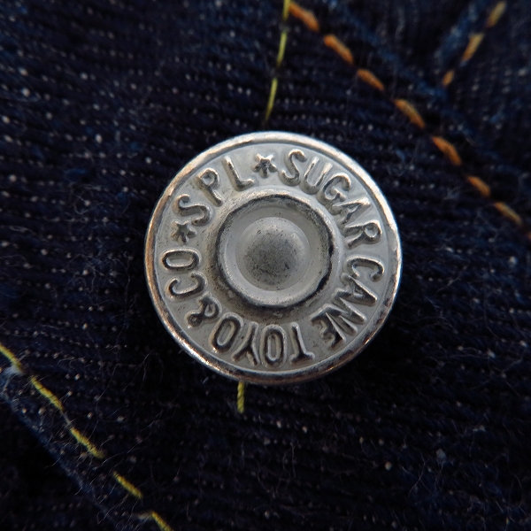 実際に弊社で買取させて頂いたSUGAR CANE/シュガーケーン 琉球藍混/砂糖黍 ボタンフライデニムパンツ W31L34の画像 7枚目