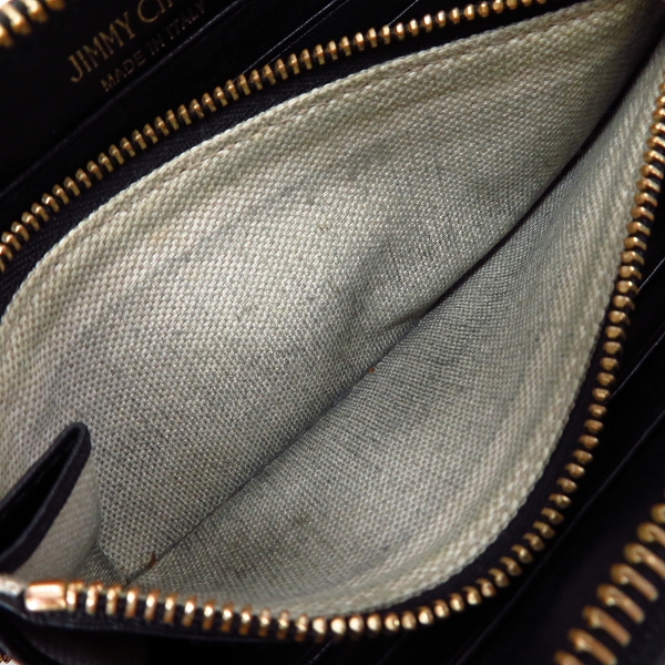 実際に弊社で買取させて頂いたJIMMY CHOO/ジミーチュウ ロゴ ラウンドファスナーウォレット ブラックの画像 4枚目