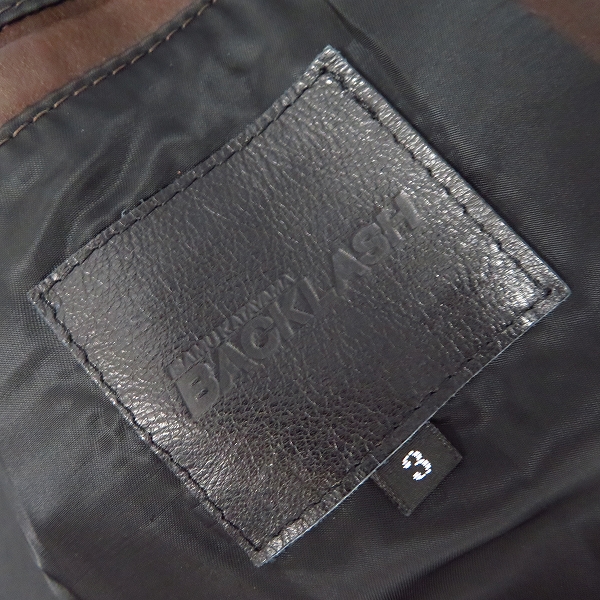 実際に弊社で買取させて頂いたBACKLASH/バックラッシュ ホースヘアー イタリアンオイルカーフ ブルゾン/1300-01/Lの画像 3枚目