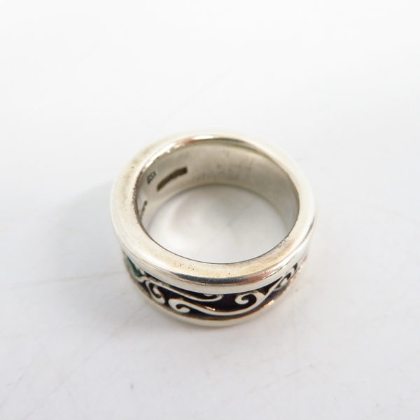 実際に弊社で買取させて頂いた【カスタム/1点物】BWL/ビルウォールレザー ウェーブチャンネルリングw1エメラルド 18号の画像 6枚目