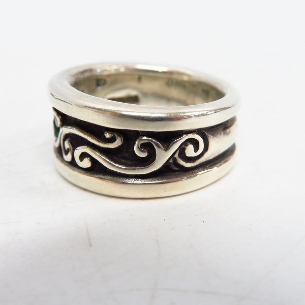 実際に弊社で買取させて頂いた【カスタム/1点物】BWL/ビルウォールレザー ウェーブチャンネルリングw1エメラルド 18号の画像 2枚目