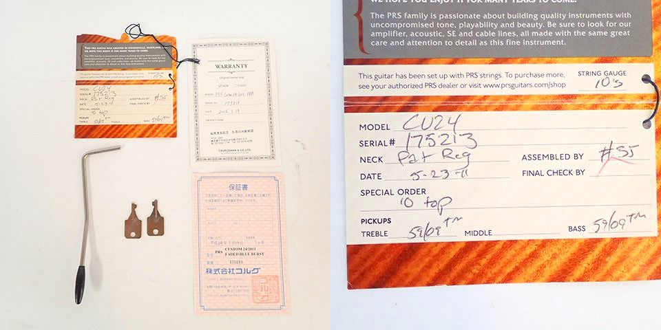 実際に弊社で買取させて頂いた★Paul Reed Smith/ポールリードスミス CUSTOM24 2011 10TOP FADED BLUE BURST エレキギター ハードケース付きの画像 8枚目