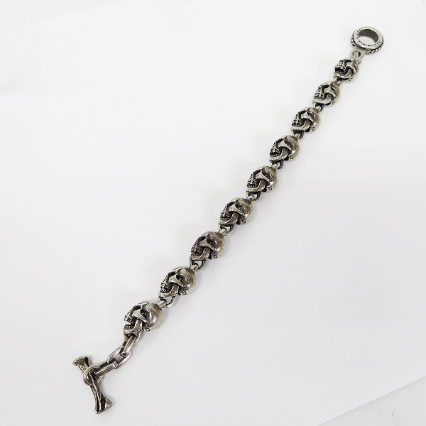 実際に弊社で買取させて頂いた【ギャラ付】LEATHERS&TREASURES/レザーズアンドトレジャーズ スモールスカルリンクブレスレット 9スカルズの画像 5枚目