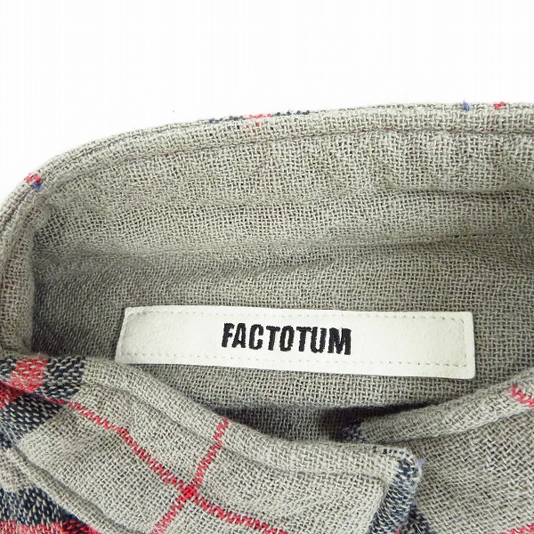 実際に弊社で買取させて頂いた【未使用】FACTOTUM/ファクトタム チェック ウォッシュドサファリジャケット 01021521/46の画像 2枚目