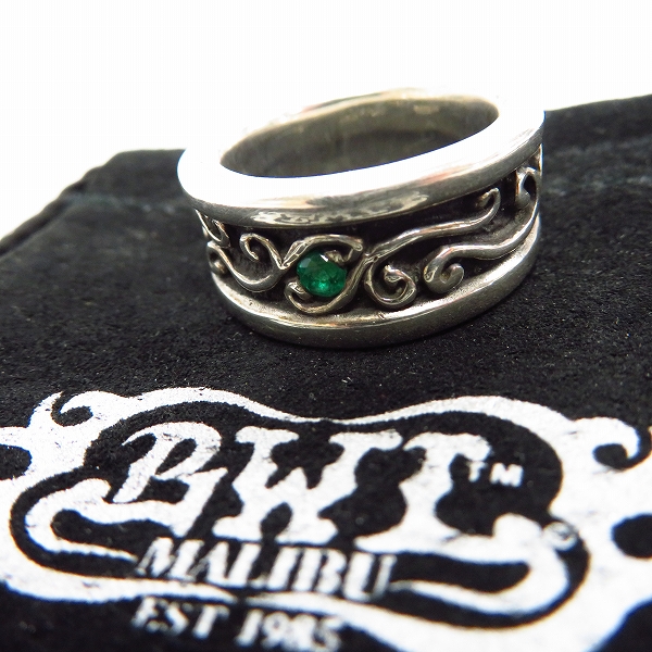 実際に弊社で買取させて頂いた【カスタム/1点物】BWL/ビルウォールレザー ウェーブチャンネルリングw1エメラルド 18号