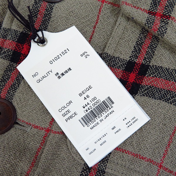 実際に弊社で買取させて頂いた【未使用】FACTOTUM/ファクトタム チェック ウォッシュドサファリジャケット 01021521/46の画像 7枚目