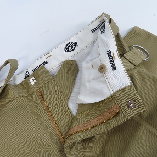 実際に弊社で買取させて頂いた【未使用】FACTOTUM×DICKIES/ファクトタム×ディッキーズ 1タックロングベルトチノスラックス BEIGE/09050136/46の画像 6枚目