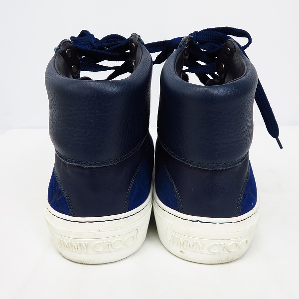 実際に弊社で買取させて頂いたJIMMY CHOO/ジミーチュウ レザーハイカットスニーカー ブルー系 41の画像 1枚目