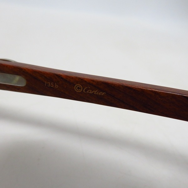 実際に弊社で買取させて頂いたCartier/カルティエ ツーポイント ウッド メガネフレーム/アイウェア フランス製 135Bの画像 5枚目
