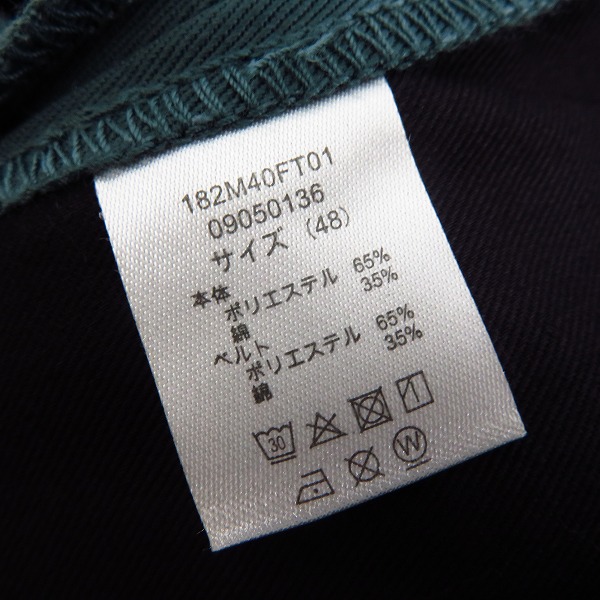 実際に弊社で買取させて頂いた【未使用】FACTOTUM×DICKIES/ファクトタム×ディッキーズ 1タックロングベルトチノスラックス GREEN/09050136/48の画像 4枚目