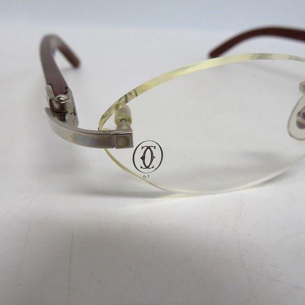 実際に弊社で買取させて頂いたCartier/カルティエ ツーポイント ウッド メガネフレーム/アイウェア フランス製 135Bの画像 9枚目