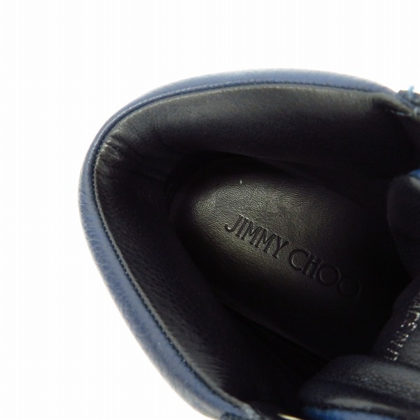 実際に弊社で買取させて頂いたJIMMY CHOO/ジミーチュウ レザーハイカットスニーカー ブルー系 41の画像 4枚目
