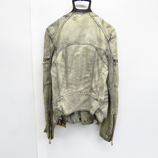 実際に弊社で買取させて頂いたBALMAIN PARIS/バルマン USED加工 デニム ライダース調 ジャケット Size：38の画像 1枚目