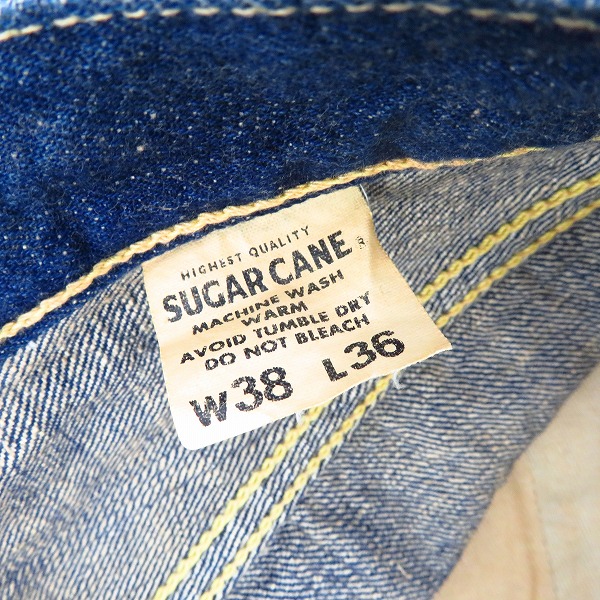 実際に弊社で買取させて頂いたSUGAR CANE/シュガーケーン Lot.065 ボタンフライデニムパンツ W38/L36の画像 3枚目