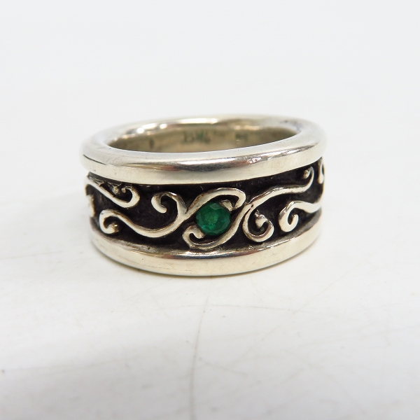 実際に弊社で買取させて頂いた【カスタム/1点物】BWL/ビルウォールレザー ウェーブチャンネルリングw1エメラルド 18号の画像 1枚目
