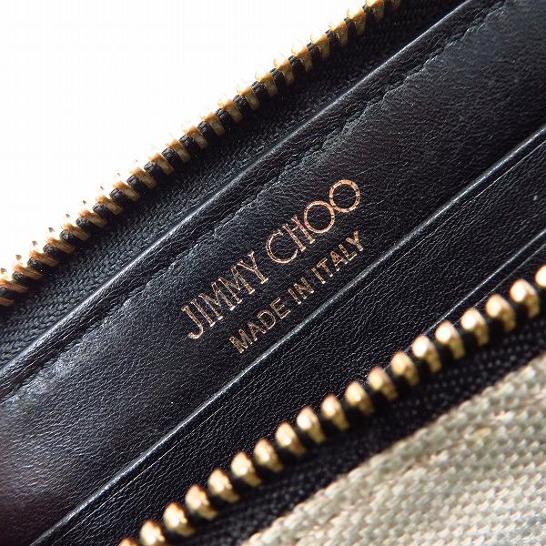 実際に弊社で買取させて頂いたJIMMY CHOO/ジミーチュウ ロゴ ラウンドファスナーウォレット ブラックの画像 5枚目