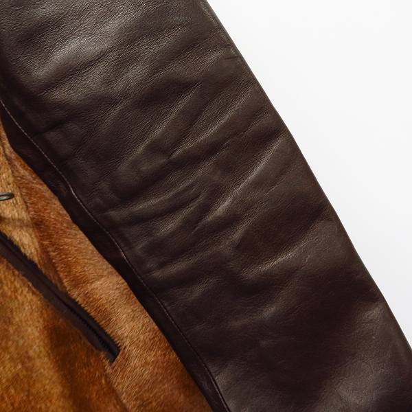 実際に弊社で買取させて頂いたBACKLASH/バックラッシュ ホースヘアー イタリアンオイルカーフ ブルゾン/1300-01/Lの画像 6枚目