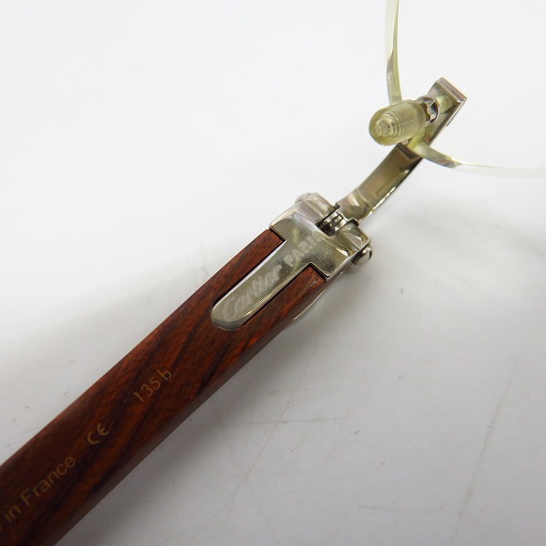 実際に弊社で買取させて頂いたCartier/カルティエ ツーポイント ウッド メガネフレーム/アイウェア フランス製 135Bの画像 6枚目