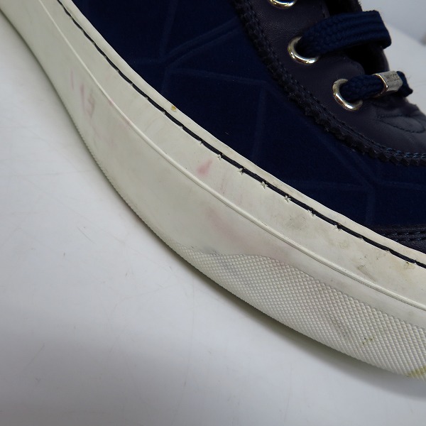実際に弊社で買取させて頂いたJIMMY CHOO/ジミーチュウ レザーハイカットスニーカー ブルー系 41の画像 6枚目