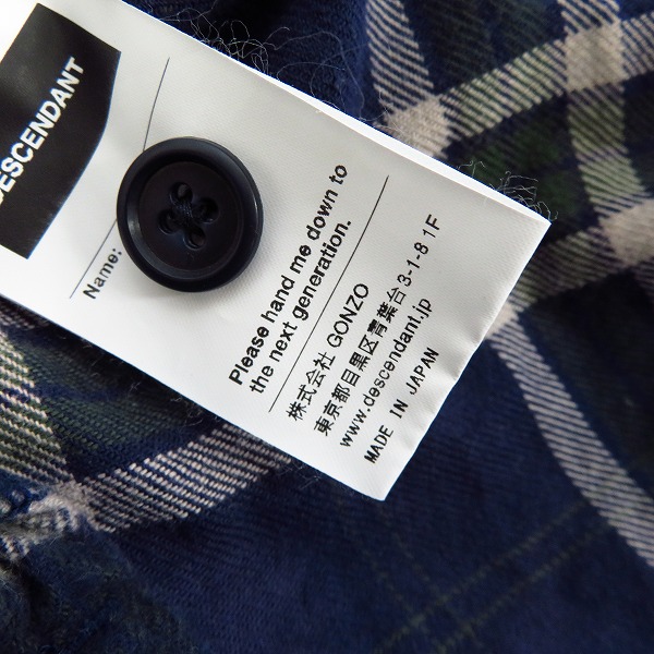 実際に弊社で買取させて頂いたDESCENDANT/ディセンダント 18SS フード付き 長袖 チェックシャツ/2の画像 4枚目