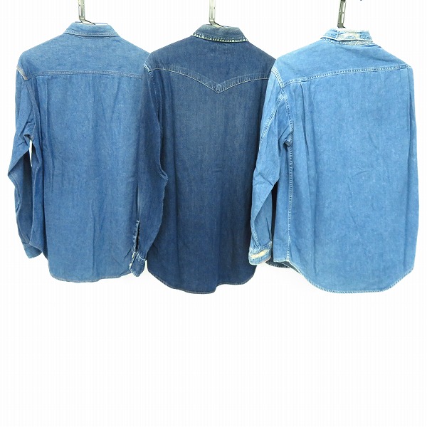 実際に弊社で買取させて頂いたBLUE BLUE/ブルーブルー ウエスタン/ダメージ加工 長袖 デニムシャツ 1/2 3点セットの画像 1枚目