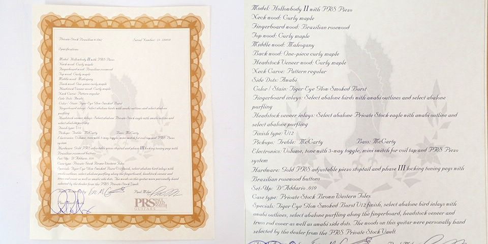 実際に弊社で買取させて頂いた★Paul Reed Smith/ポールリードスミス PRIVATE STOCK BRAZILIAN HOLLOWBODY Ⅱ Piezo エレキギター ハードケース付　の画像 8枚目