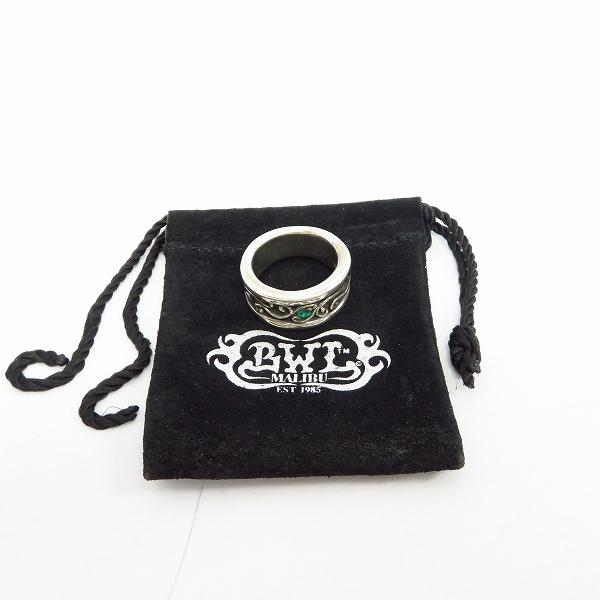 実際に弊社で買取させて頂いた【カスタム/1点物】BWL/ビルウォールレザー ウェーブチャンネルリングw1エメラルド 18号の画像 9枚目