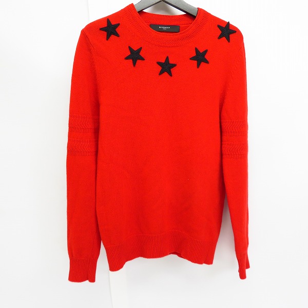 実際に弊社で買取させて頂いたGivenchy/ジバンシー 14FW スター刺繍 ニットセーター レッド/M