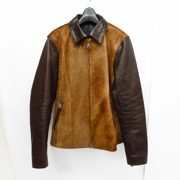 実際に弊社で買取させて頂いたBACKLASH/バックラッシュ ホースヘアー イタリアンオイルカーフ ブルゾン/1300-01/L