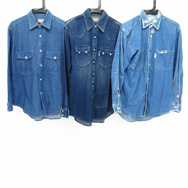実際に弊社で買取させて頂いたBLUE BLUE/ブルーブルー ウエスタン/ダメージ加工 長袖 デニムシャツ 1/2 3点セット