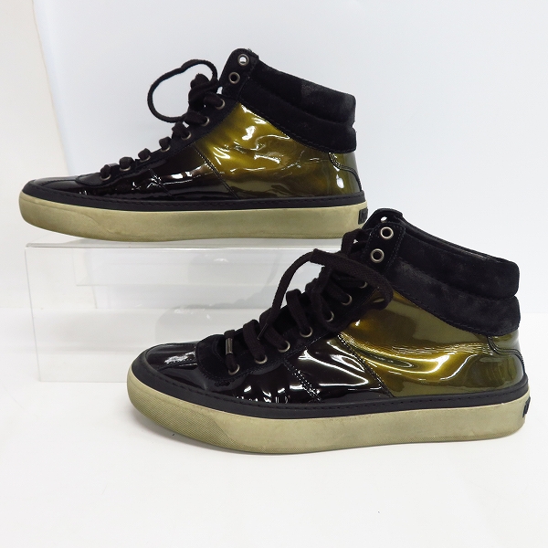 実際に弊社で買取させて頂いたJIMMY CHOO/ジミーチュウ エナメル×スエード ハイカットスニーカー/42の画像 3枚目