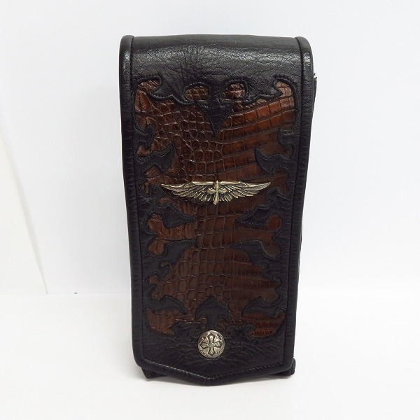 実際に弊社で買取させて頂いたBWL/ビルウォールレザー フェザー クロス 2スカル シルバー ベルトポーチ/ヒップバッグの画像 1枚目