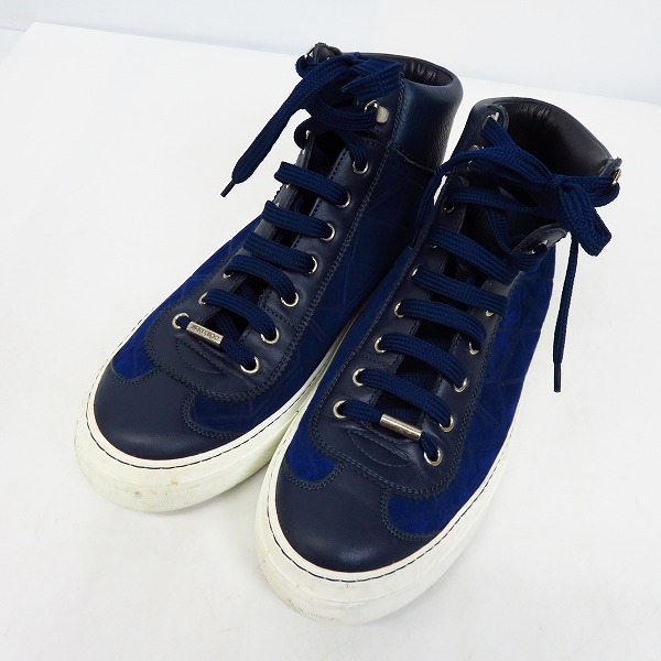 実際に弊社で買取させて頂いたJIMMY CHOO/ジミーチュウ レザーハイカットスニーカー ブルー系 41