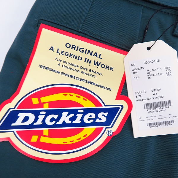 実際に弊社で買取させて頂いた【未使用】FACTOTUM×DICKIES/ファクトタム×ディッキーズ 1タックロングベルトチノスラックス GREEN/09050136/44の画像 8枚目