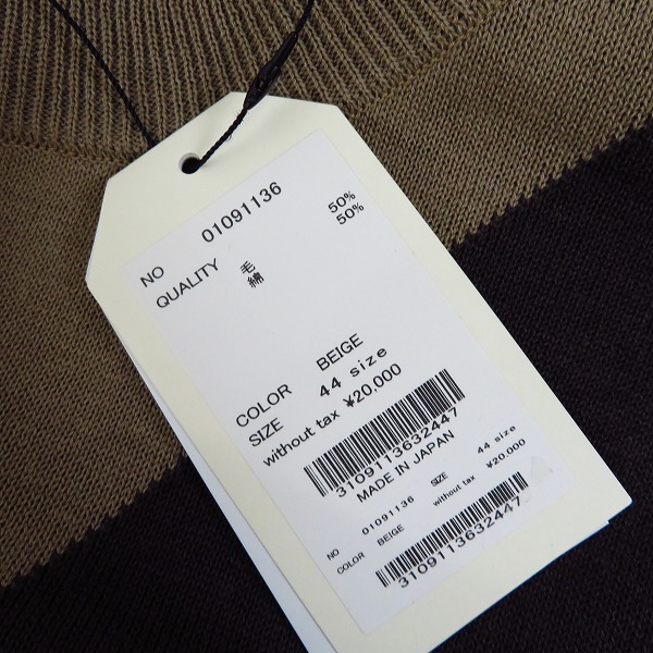 実際に弊社で買取させて頂いた【未使用】FACTOTUM/ファクトタム 12ゲージコットンウールアンサンブルクルーネックニット 01091136/44の画像 7枚目