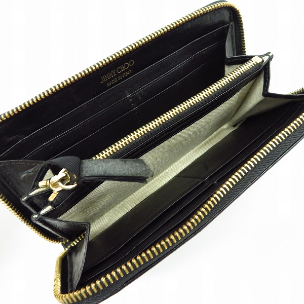 実際に弊社で買取させて頂いたJIMMY CHOO/ジミーチュウ ロゴ ラウンドファスナーウォレット ブラックの画像 3枚目