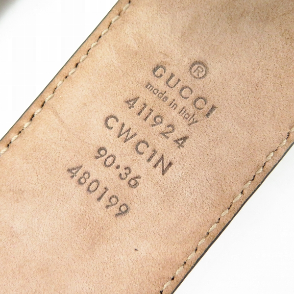 GUCCI/グッチ GGシマ シグネチャー レザーベルト 411924 CWC1N 90/36の 