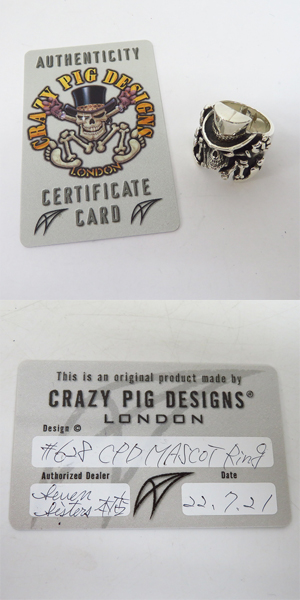 実際に弊社で買取させて頂いた【ギャラ付き】CRAZY PIG/クレイジーピッグ チーキーゴメス マスコットリング/23.5号の画像 9枚目