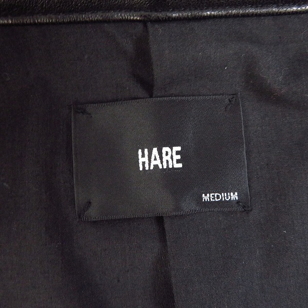 実際に弊社で買取させて頂いたHARE/ハレ シングルライダースジャケット シープレザー/HA0300006AD/Mの画像 2枚目