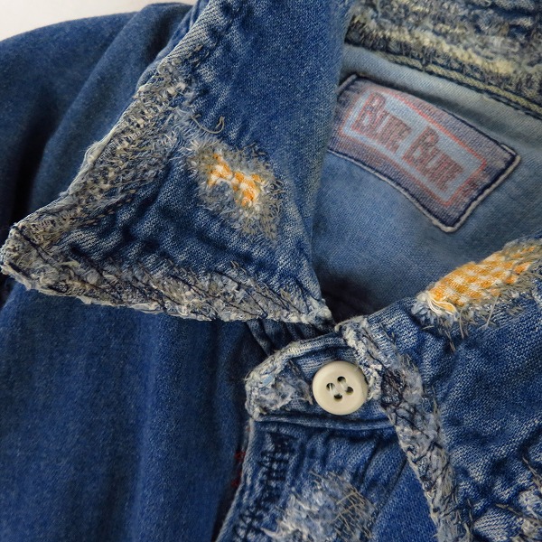 実際に弊社で買取させて頂いたBLUE BLUE/ブルーブルー ウエスタン/ダメージ加工 長袖 デニムシャツ 1/2 3点セットの画像 6枚目