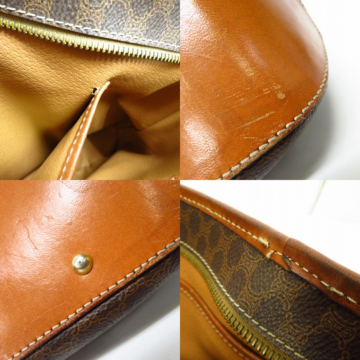 実際に弊社で買取させて頂いたCELINE/セリーヌ マカダム柄 ヴィンテージ トートバッグの画像 5枚目