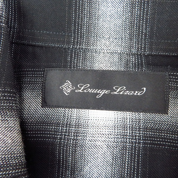 実際に弊社で買取させて頂いた【未使用】Lounge Lizard/ラウンジリザード OMBRAY CHECK SHIRTS/オンブレチェックシャツ BLACK/4256/1の画像 2枚目