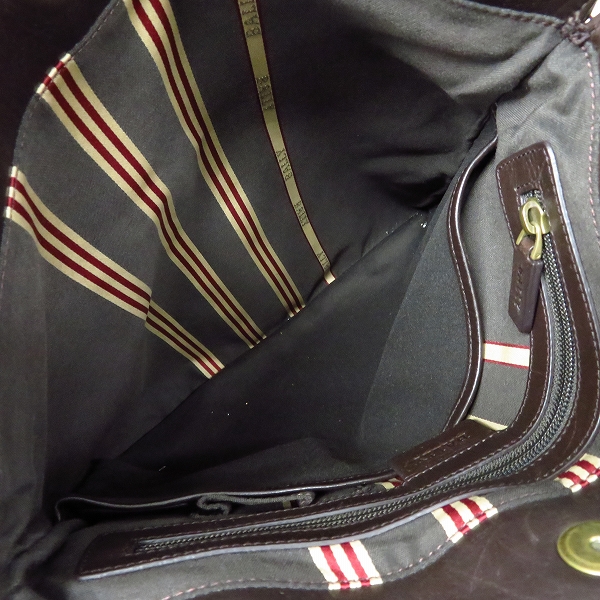 実際に弊社で買取させて頂いたBALLY/バリー レザー×キャンバス ショルダーバッグ ブラウン系の画像 3枚目