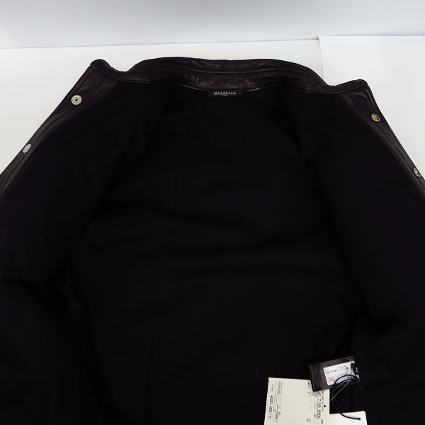 実際に弊社で買取させて頂いた【未使用】BALMAIN/バルマン 14SS キルティングバイカーレザーシャツジャケット 46の画像 8枚目