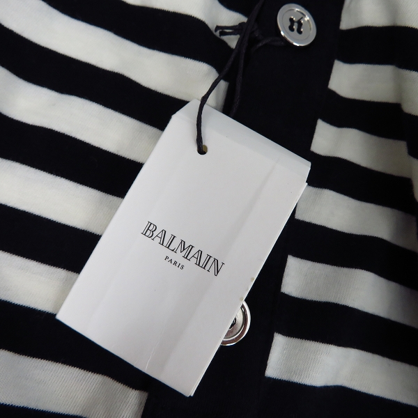 実際に弊社で買取させて頂いたBALMAIN/バルマン 14SS ポロシャツ ボーダー サイドジップ Sの画像 9枚目