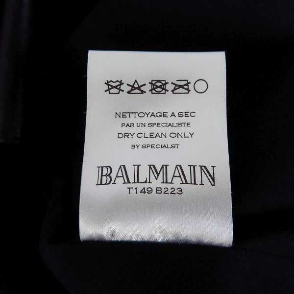 実際に弊社で買取させて頂いたBALMAIN/バルマン ZIPポケット レザー半袖シャツ ブラック 38の画像 5枚目