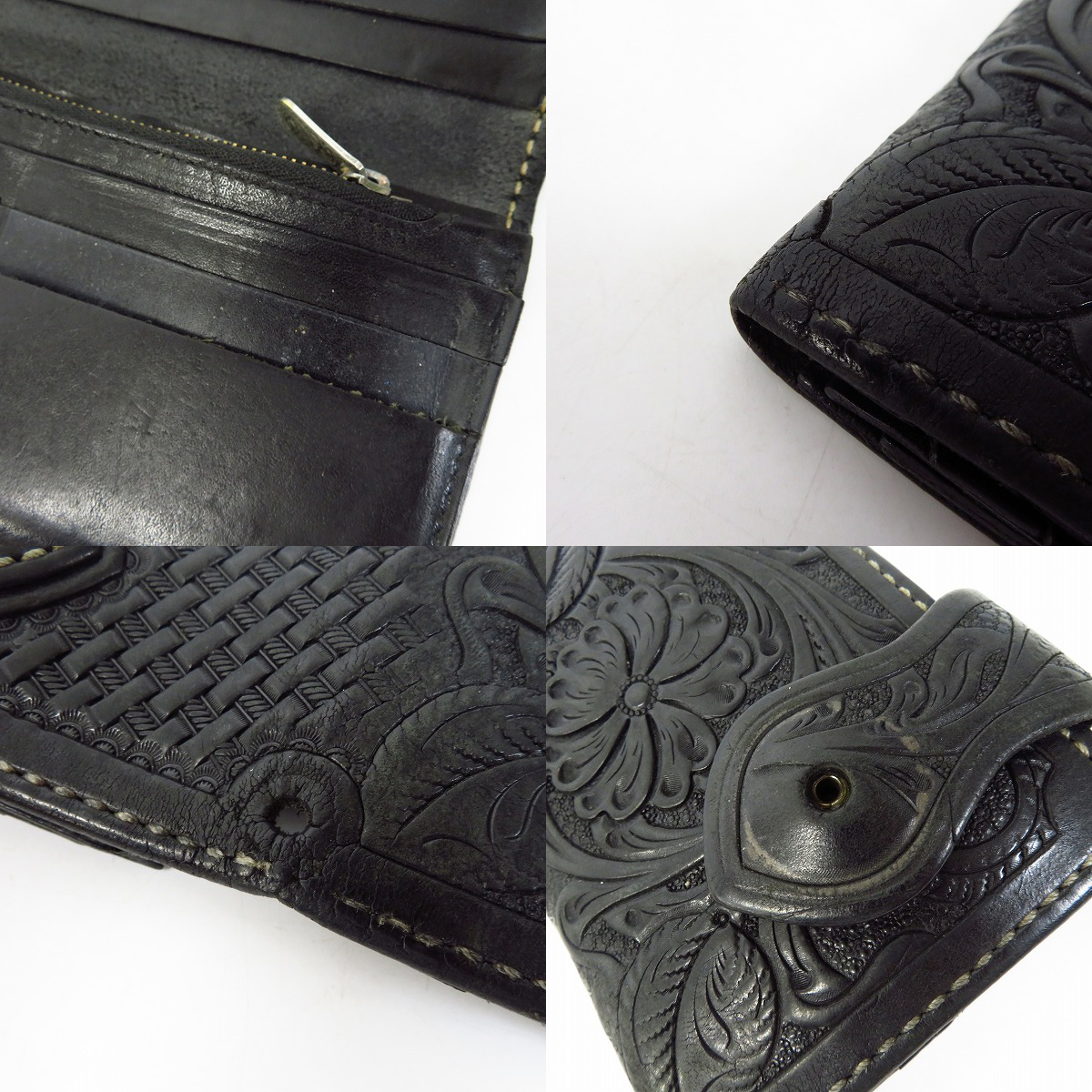 実際に弊社で買取させて頂いた【難有り】FUNNY/ファニー カービングレザー コンチョ ロングウォレット/長財布の画像 7枚目