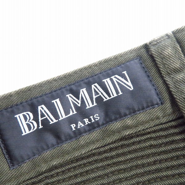 実際に弊社で買取させて頂いたBALMAIN/バルマン バイカーパンツ カーゴパンツ カーキ 28の画像 2枚目