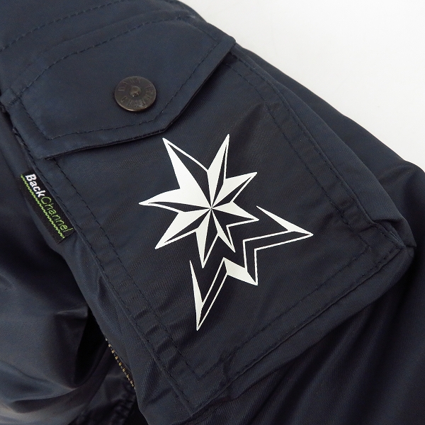 実際に弊社で買取させて頂いたBack Channel/バックチャンネル MA-1/フライトジャケット リバーシブル ゴーストライオンカモ ネイビー/Mの画像 7枚目